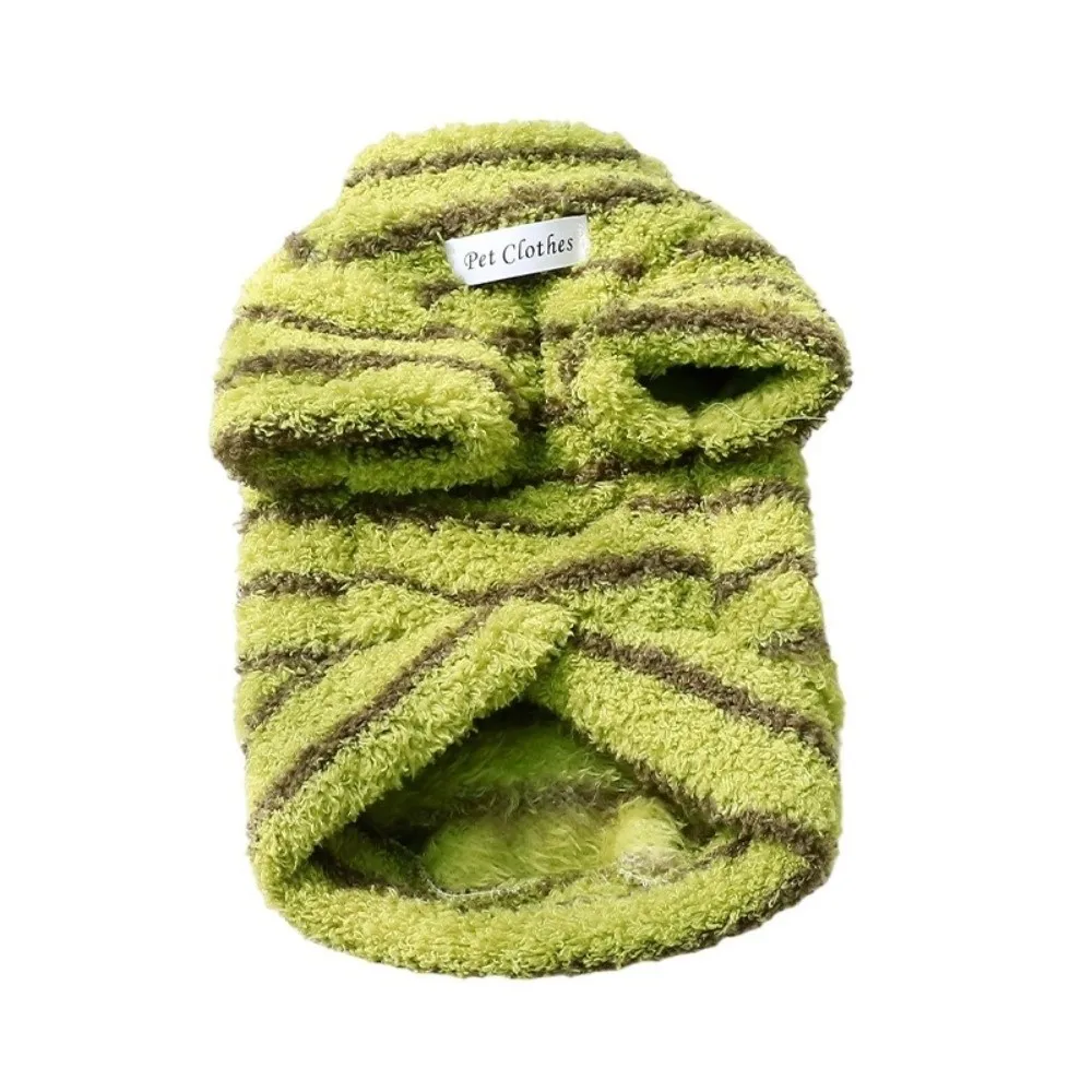 Fashion Winter Dog Warm Clothes Stripes Thickened Dog Hiking Jacket Soft Windproof Pet Clothes Cat