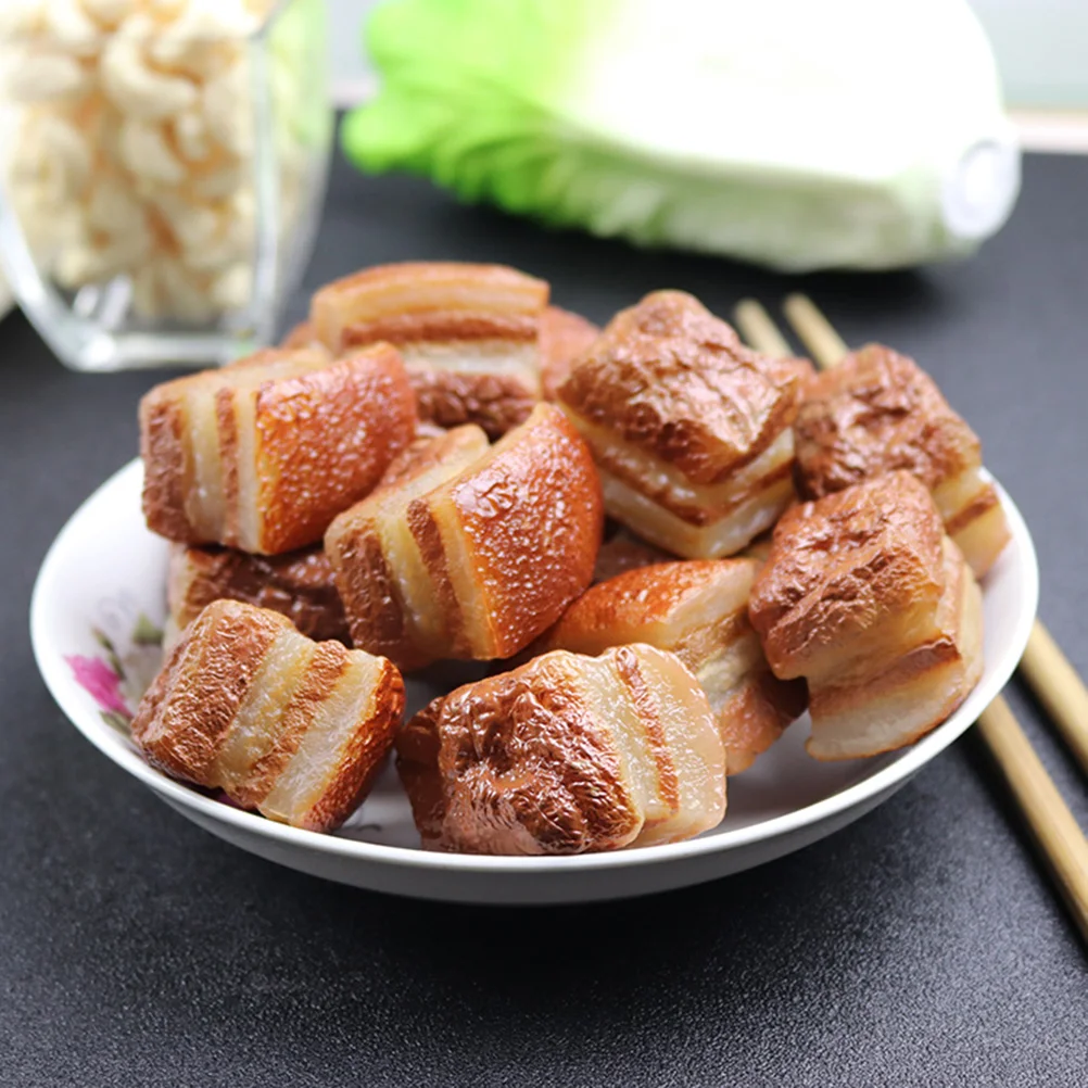 2PCS Simulated Red-cooked Pork Model Imitated Photographing Props Creative Photo Accessories for Store