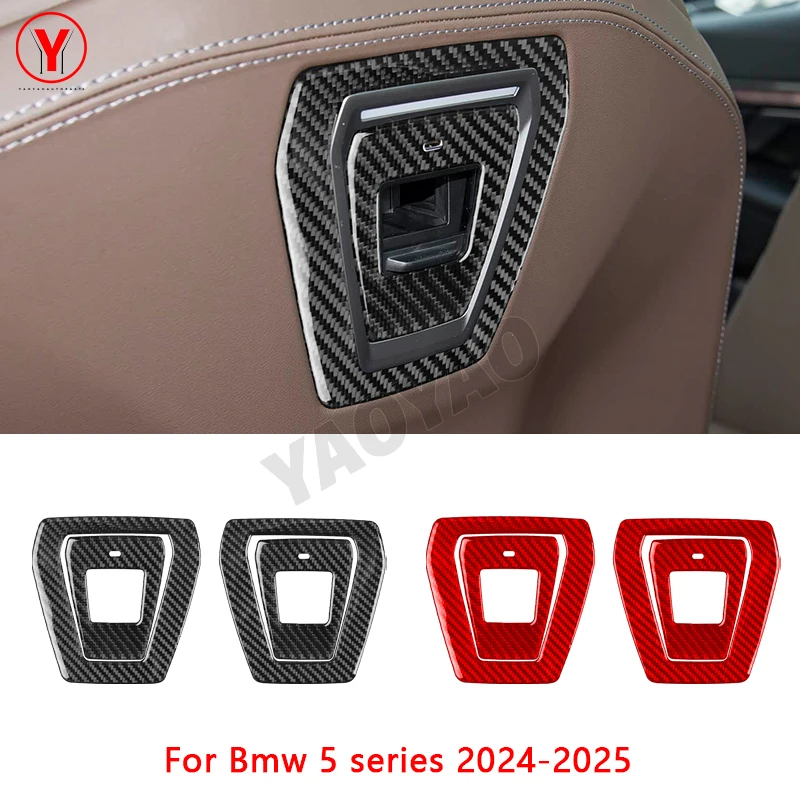 

Carbon Fiber seat back USB charging panel Car Accessories Interior Decorative Stickers For BMW 5 Series i5 G60 G68 2024 2025