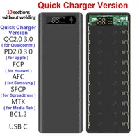 PD QC3.0 Quick Charge Welding Free 10*18650 Battery Storage Box DIY Shell Case 18650 Battery Holder Box Dual USB Power Bank Case