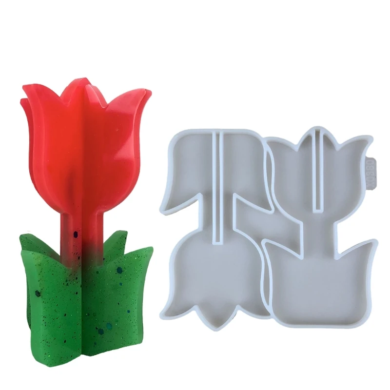 Desk Ornament Mould Flexible Silicone Mold for Tulips Flower Shaped Decoration Gypsum Molds Jewelry Making Supplies Dropshipping