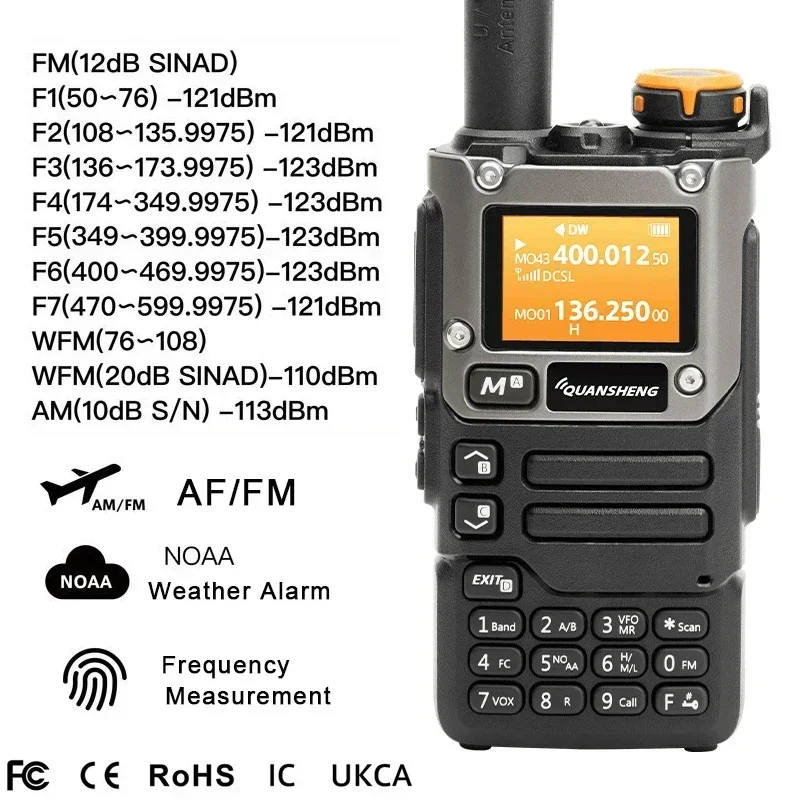 Quansheng UV-K6 Walkie Talkie 5W Air Band Radio Tyep C Charge UHF VHF DTMF FM Scrambler NOAA Wireless Frequency Radio CB bidirezionale