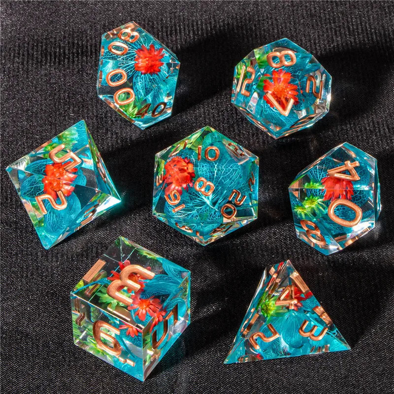 

KERWELLSI DND Resin Sharp Edge Dice Set, Polyhedral D&D Dice Set for Dungeon and Dragon Dice, RPG Role Playing Game D and D Dice