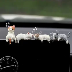 1/4pcs Car Decoration Mini Sleeping Cat Ornament Cars Decoration Toy Cat Miniature Landscape Model Car Decoration Accessories