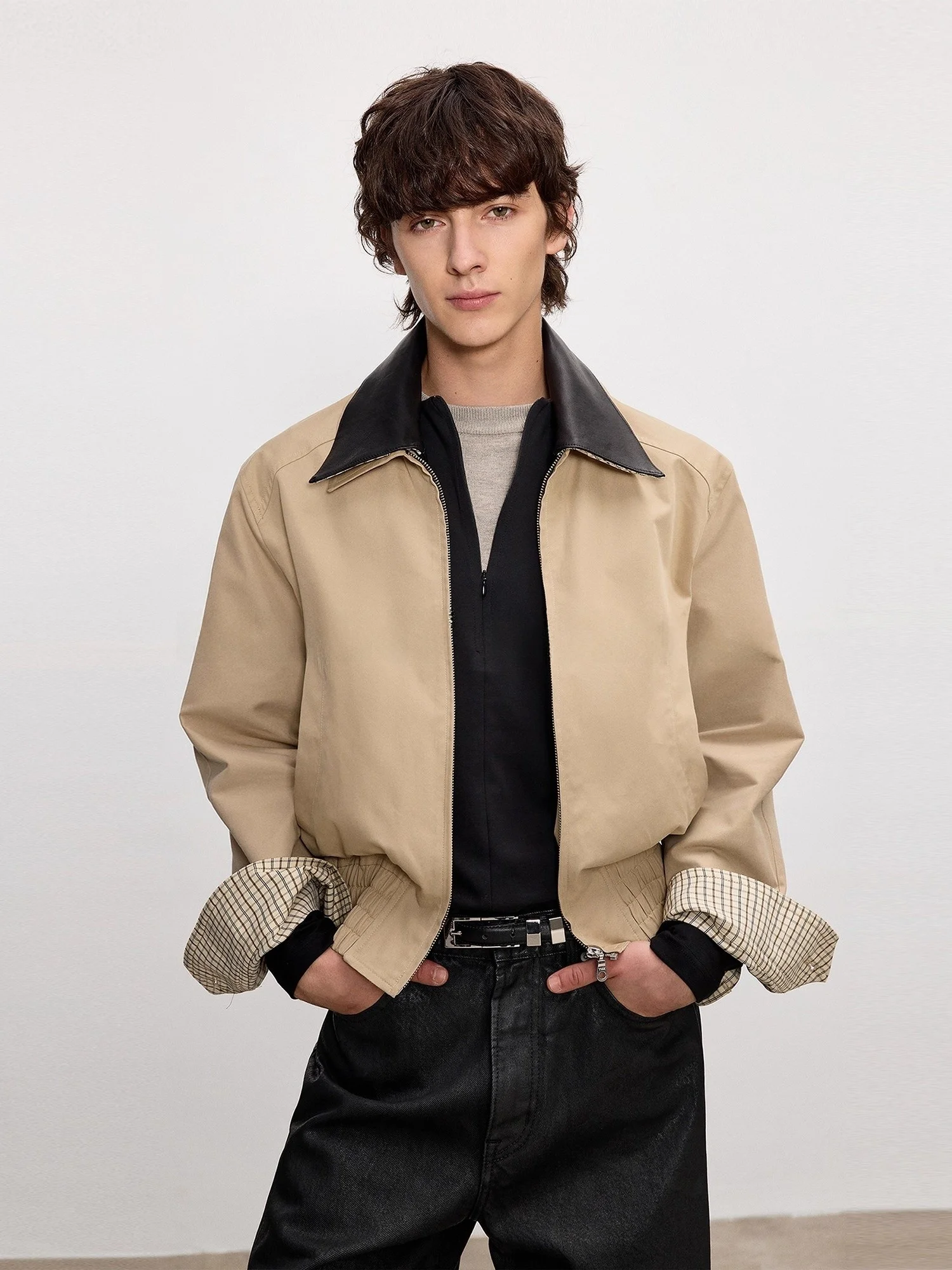 

Мужская повседневная куртка с отстегивающимся кожаным воротником, свободного кроя, универсальная, зимняя, молодежная, летняя