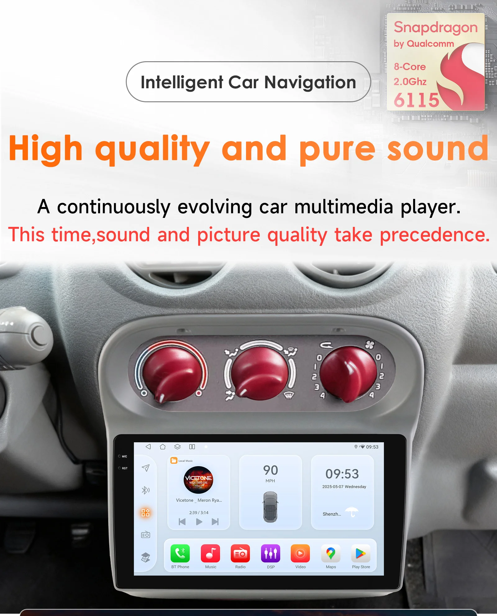 

Автомобильный радиоприемник 2DIN Android 14, для Renault Twingo 2005-2013, мультимедийный плеер Snapdragon 6115, Carplay, GPS, стерео, экран камеры 360