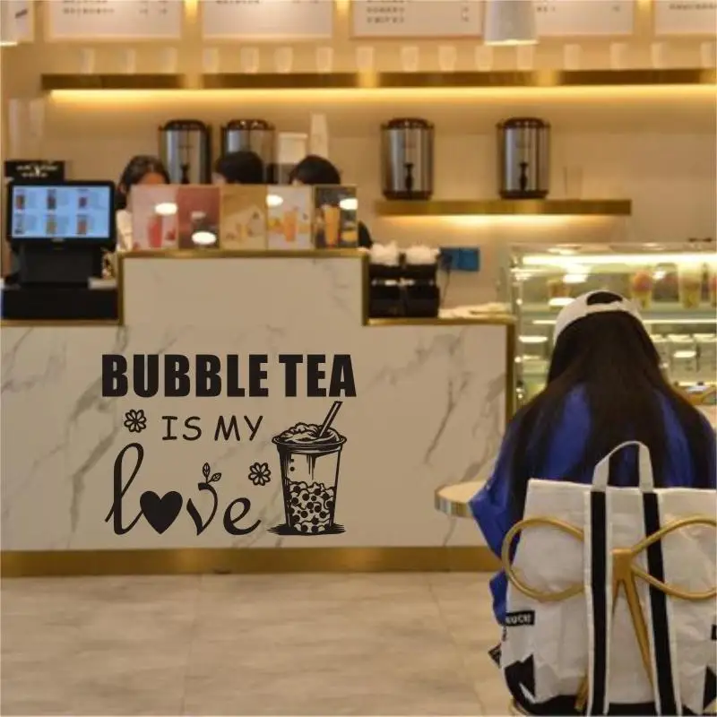 Milk Tea Shop Wall Sicker Bubble Tea Decal Cafe Drink Cup Vinyl Art Decor Mural Decoration Break