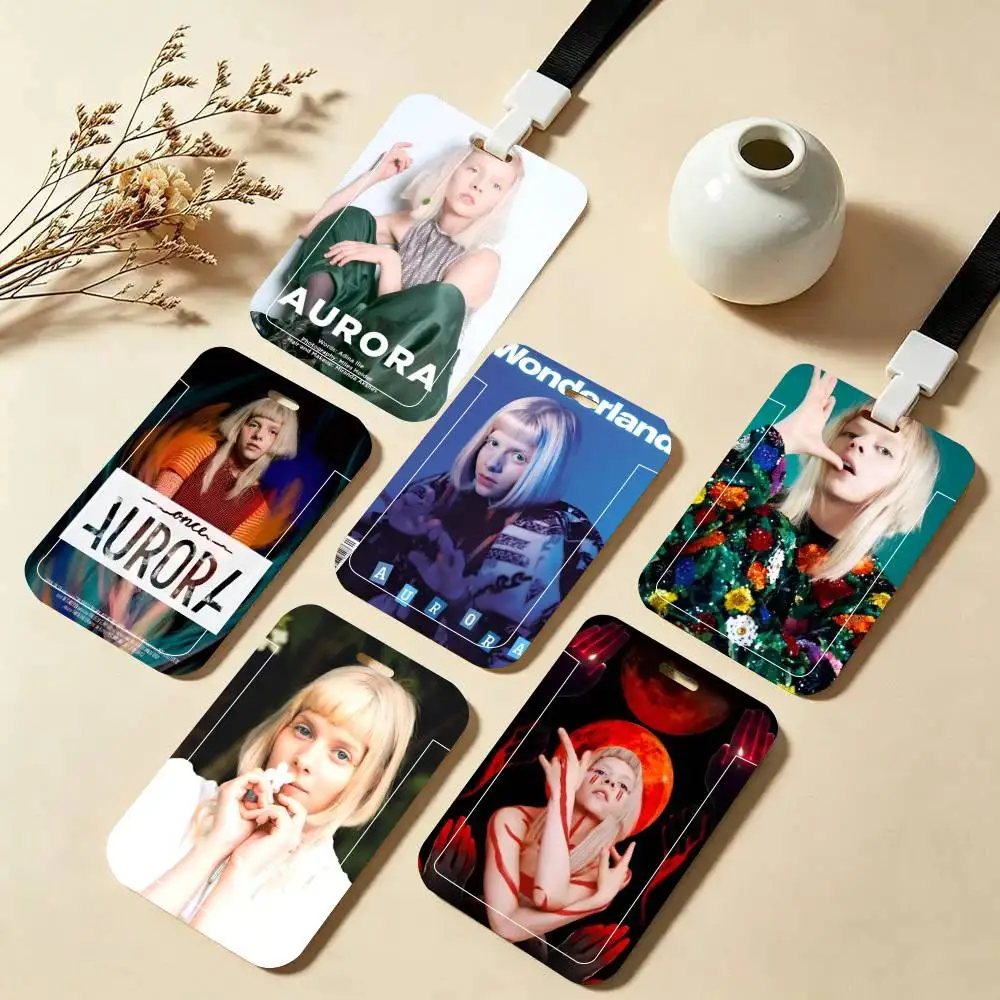 A-Aurora A-Aksnes Singer  ID Card Holder Neck Strap Pendant Door Badge Holder Lanyards Keychain Work Credential Case Gift