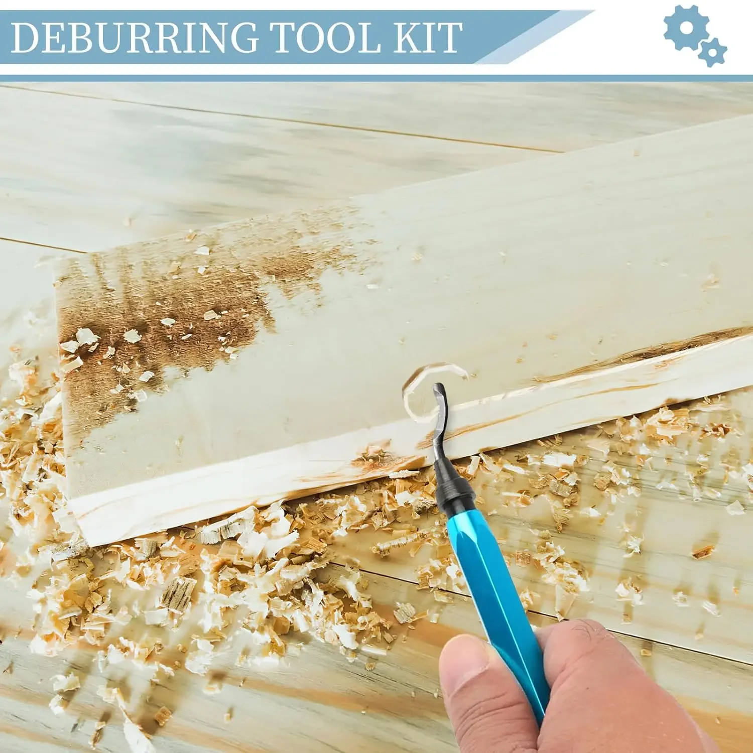 Deburring Tool Set with 11pcs High Speed Steel Swivel Blades Burr Removal Tool for Metal Resin PVC Pipes Copper Plastic Aluminum