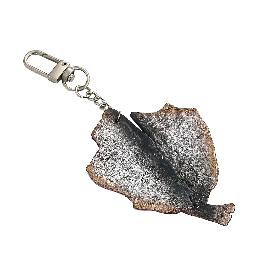 1pc Fun Grilled Fish Pendant Keychain Key Fixed Hook Simulated Animal Model Charm Accessories Keyring