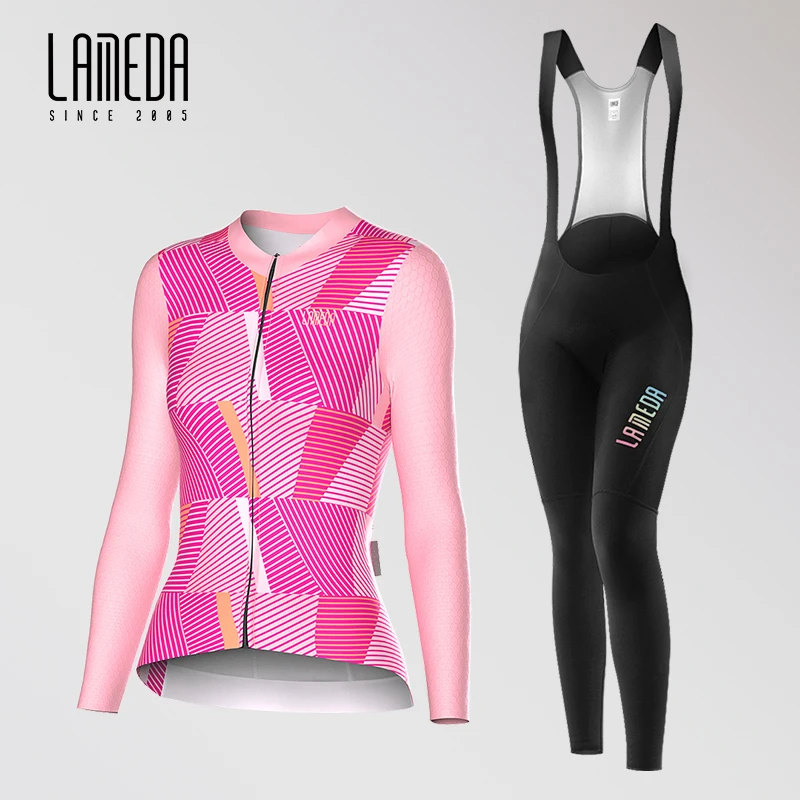 LAMEDA New Cycling Jersey Suits Summer Women's Tight Top Breathable Quick Drying Bicycle Short Sleeves Spring MTB Road Bike Clot