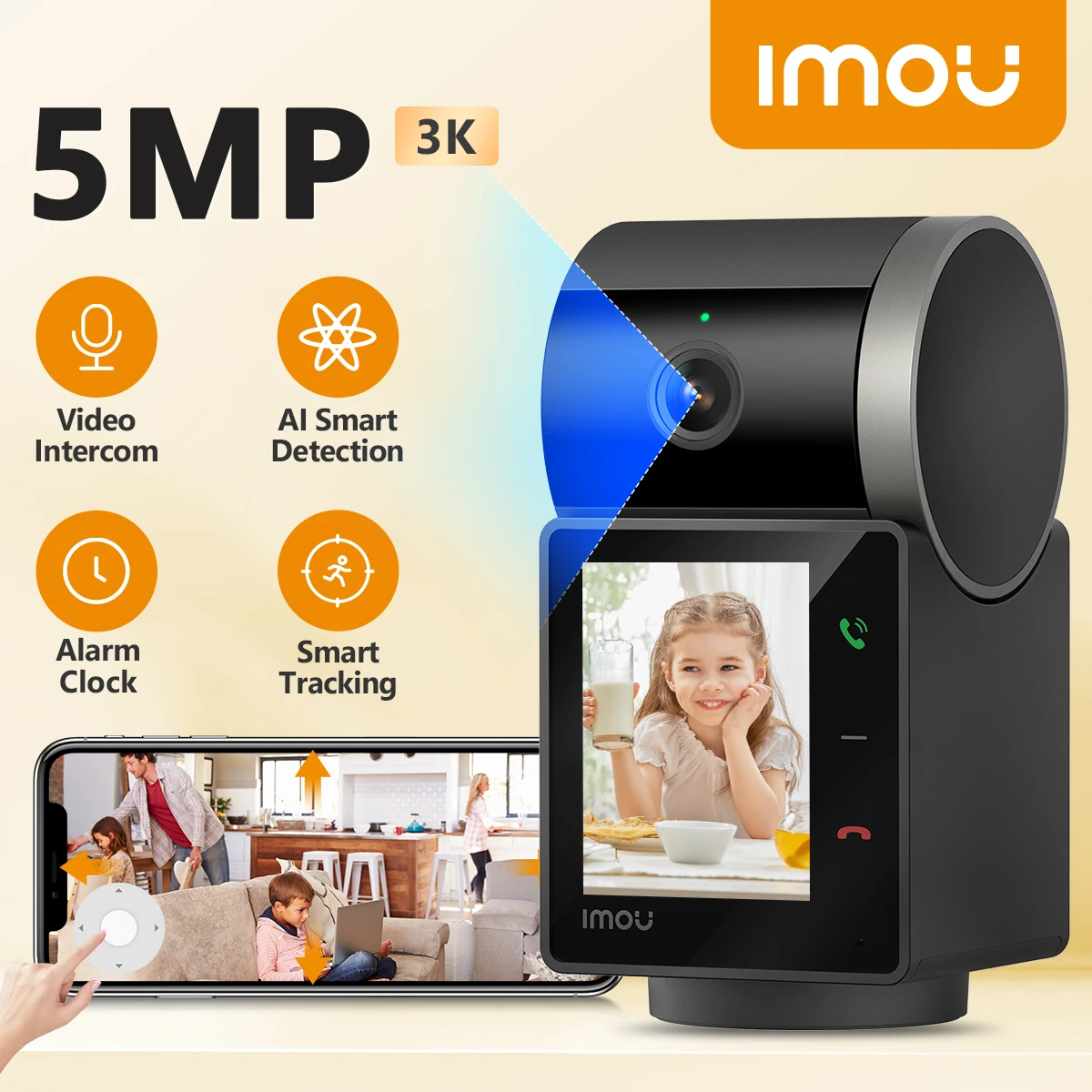 imou rex indoor wifi ptz camera de seguranca chamada de video com um toque ai humano e deteccao de animais audio bidirecional monitor de bebe 5mp 01