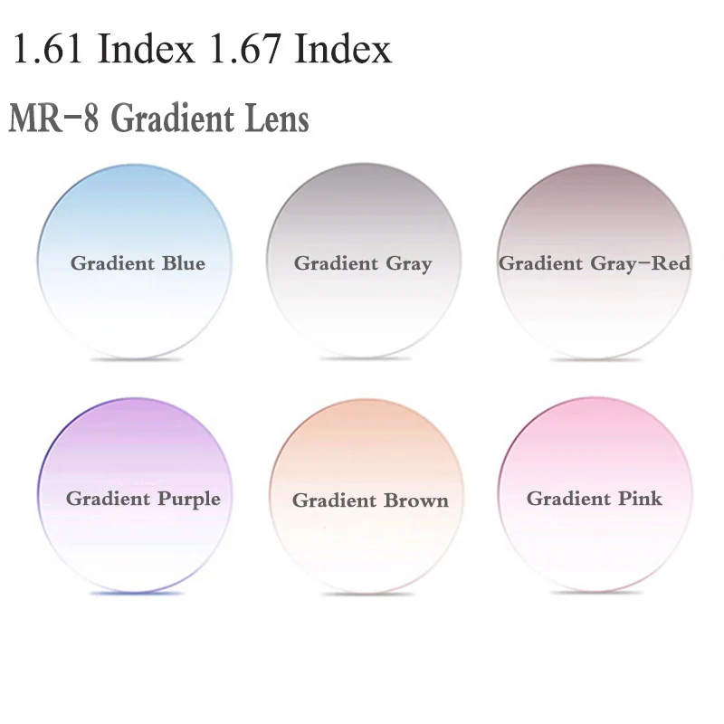 

1.56 1.61 1.67 1.74 Aspheric Optical Prescription Lens Myopia Presbyopia UV Protection Gradient Sunglasses Lens