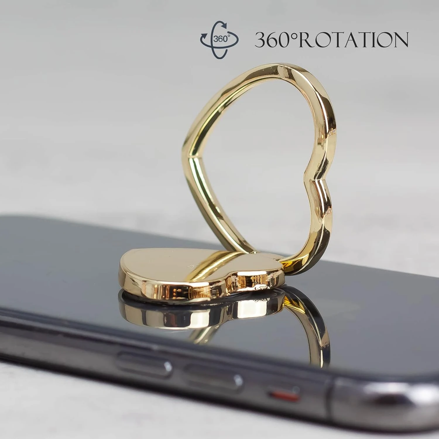 [2 Packs] Love Heart Shaped Glossy Finish Cell Phone Ring Holder Stand,    Finger Ring Kickstand with Polished Metal Phone  for