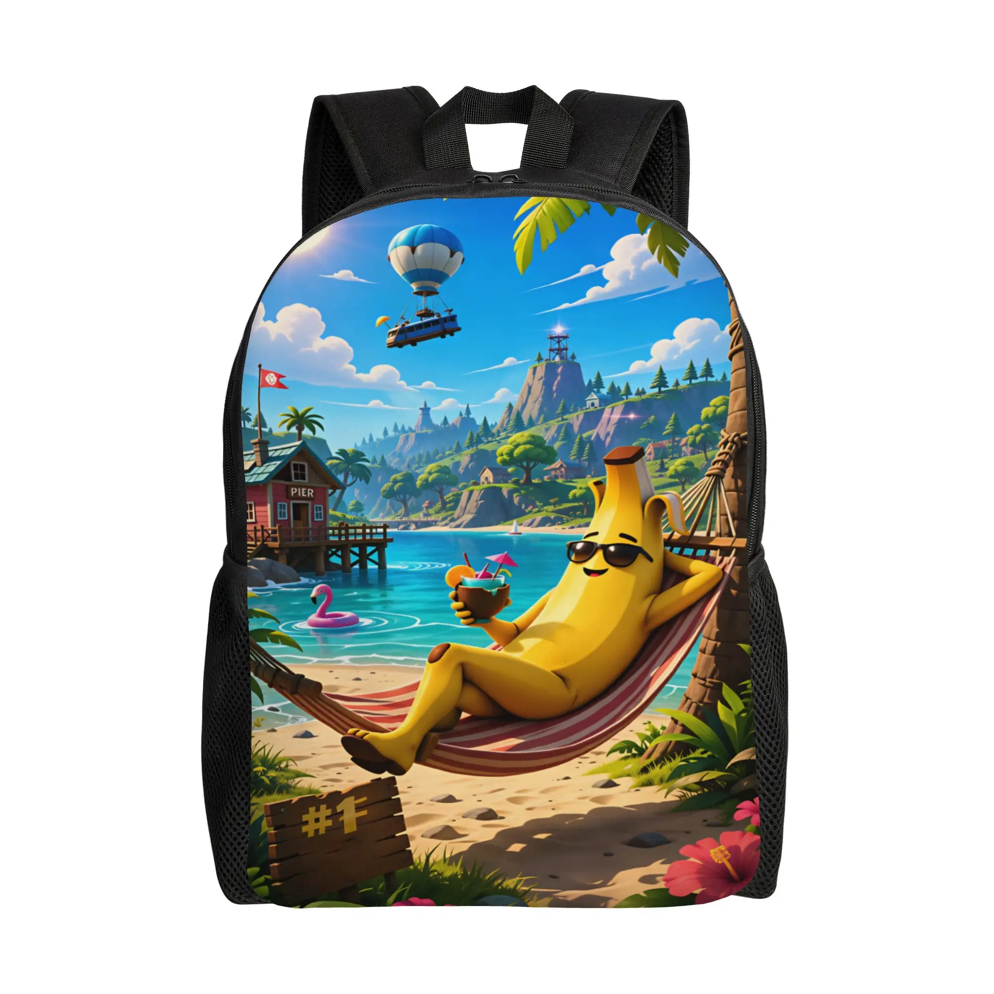 Peely Victory Royale Banana  Backpack  Kawaii Backpacks Boy Girl Hiking Soft High School Bags Design Rucksack