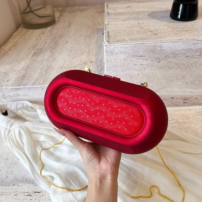 2026 New Design Acrylic Single Banquet Shoulder  Fashion Evening Bag Hard Chain Womens Crossbody Bag With Mirror Makeup Bag