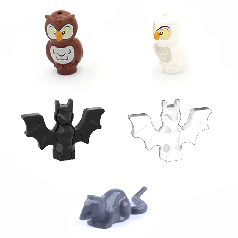 Nocturnal Animals Parts MOC Building Blocks Family Pet Bricks Accessories Kits Bat Mouse Owl Toys For Kid Compatible With LEGO