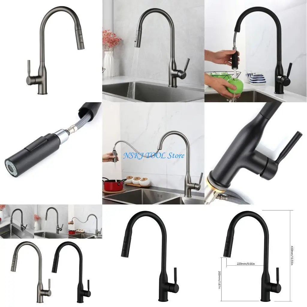 

L8RC Pull Downs Kitchen Sink Faucets Single Handle Highly Arcs Kitchen Tap Enduring