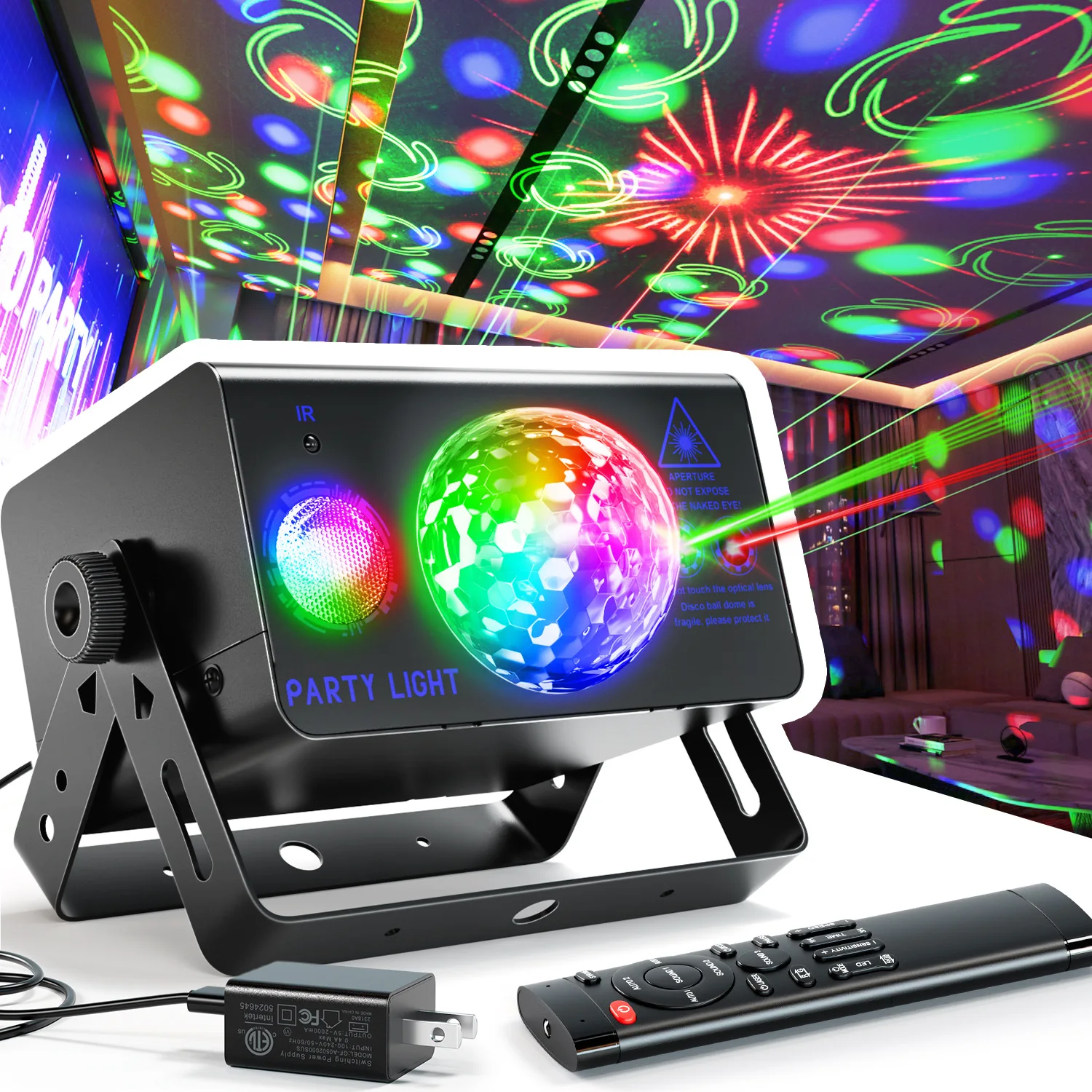 Party Lights, LED Stage Strobe Lights Sound Activated with Remote Control for Parties Holiday Christmas Birthday Wedding