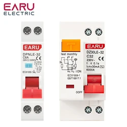 18MM 36MM 1P+N 230V 6/10/16/25/32/40/50/63A Residual Current Circuit Breaker With Over And Short Current Leakage Protection MCB