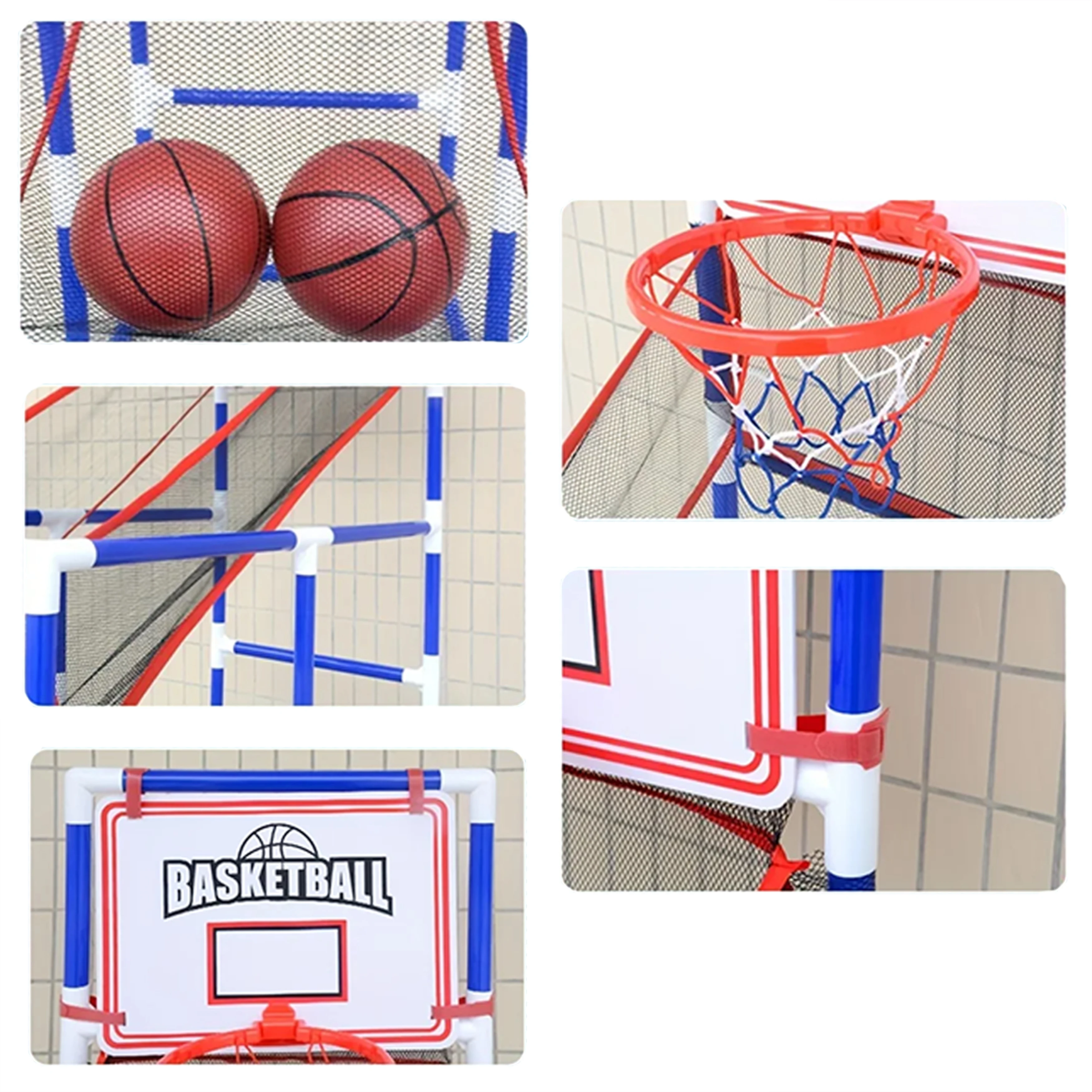 2개의 공이 포함된 어린이용 대형 농구 슈팅 게임 기계 쉬운 조립 인터랙티브 실내 실외 스포츠 장난감