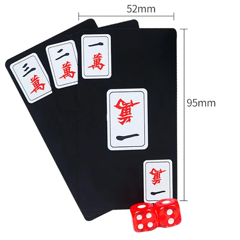 148 PCS PVC Frosted Plastic Cards Mahjong Cards Board Game Waterproof Travel Mahjong Dice/Bag