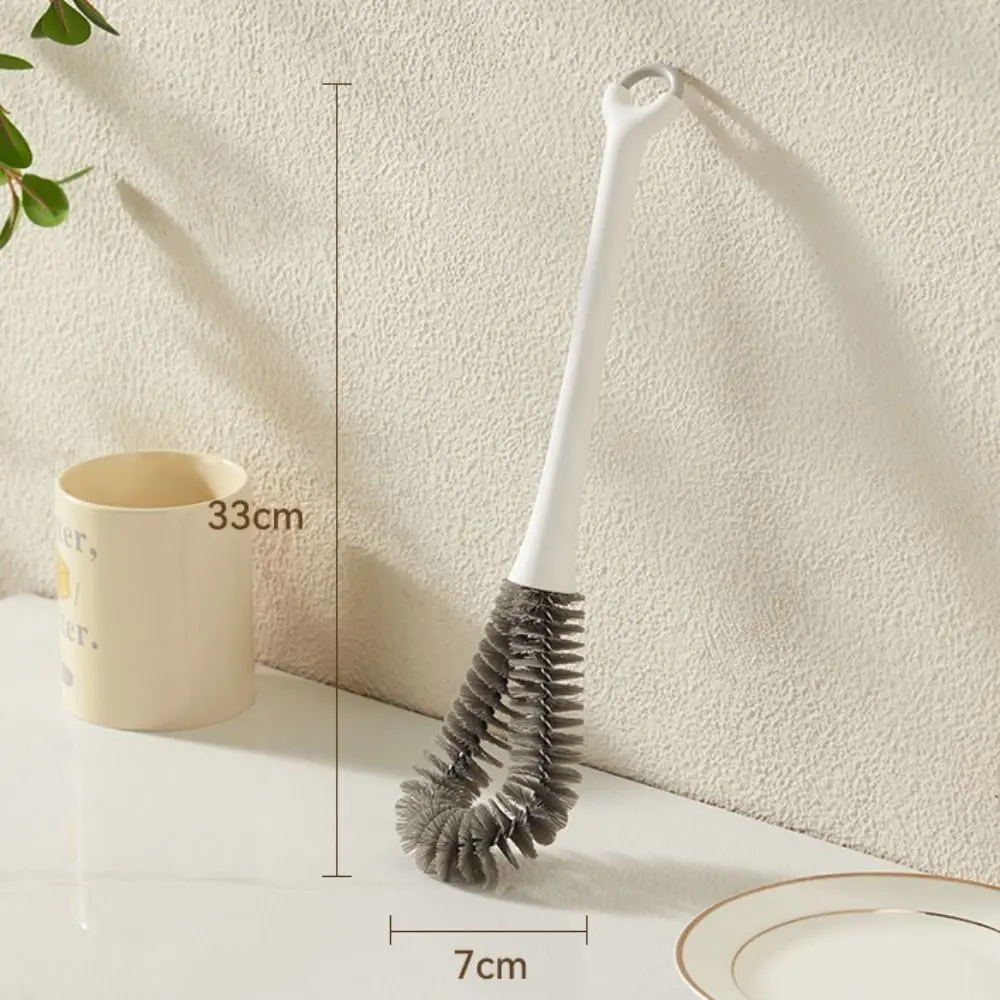 33cm Long Handle Cleaning Brush Food-grade 360 Degree Bottle Cleaning Brush PP L-shaped Brush Head Kitchen Cleaning Tool