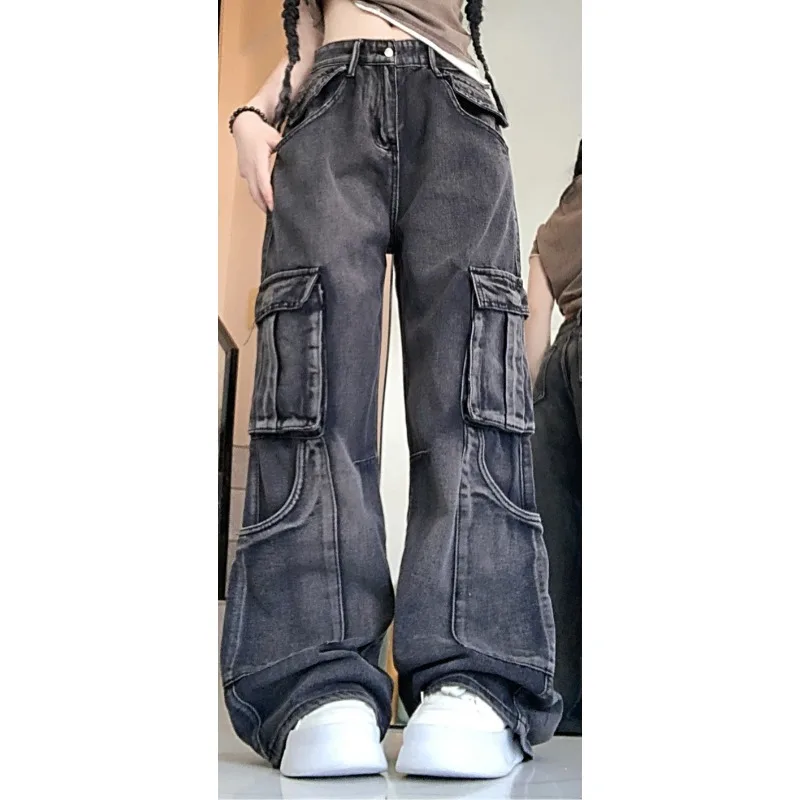 Personalidade de rua hip-hop calças de carga feminino estilo gótico na moda legal jeans para mulher 2025 outono novo vintage wmen jeans