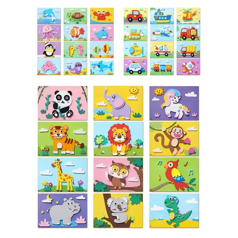 Cartoon EVA Sticker Toys EVA Foam Puzzle Art Kit Interactive Kids Handmade Stickers For Children Cognitive Abilities