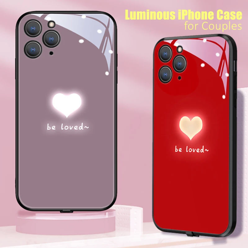 

Be Loved Luminous Glowing Phone Case for Xiaomi 11 12 13 Pro 12S Ultra Redmi K40 K50 K40S Pro Plus Glowing Couples Accessories