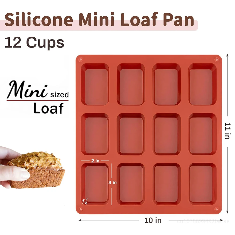 12-Cavity Multi-Function Silicone Bake Mold Non-stick Food Grade for Baking Mini Bread Brownie Cornbread for Home Kitchens