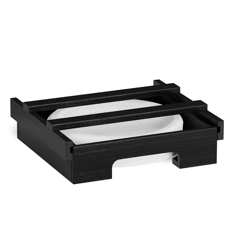 

A84E-9/10-Inch Bamboo Paper Plate Dispenser - Under Cabinet & Countertop Holder For Kitchen Caddys For Plates Universal