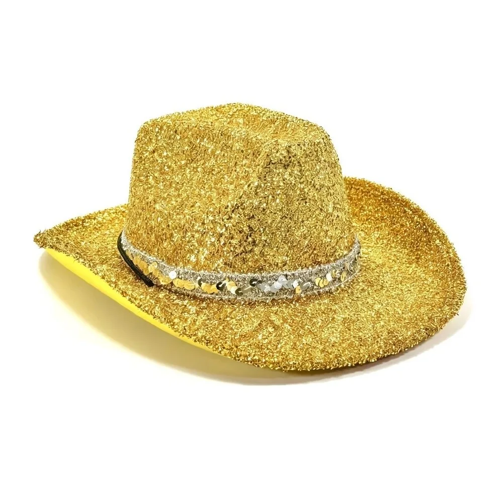 Cool Sequin Bowler Hat Shimmering Adjustable Western Cowboy Hat Glitter Fedoras Hat Cowgirl Hat Show
