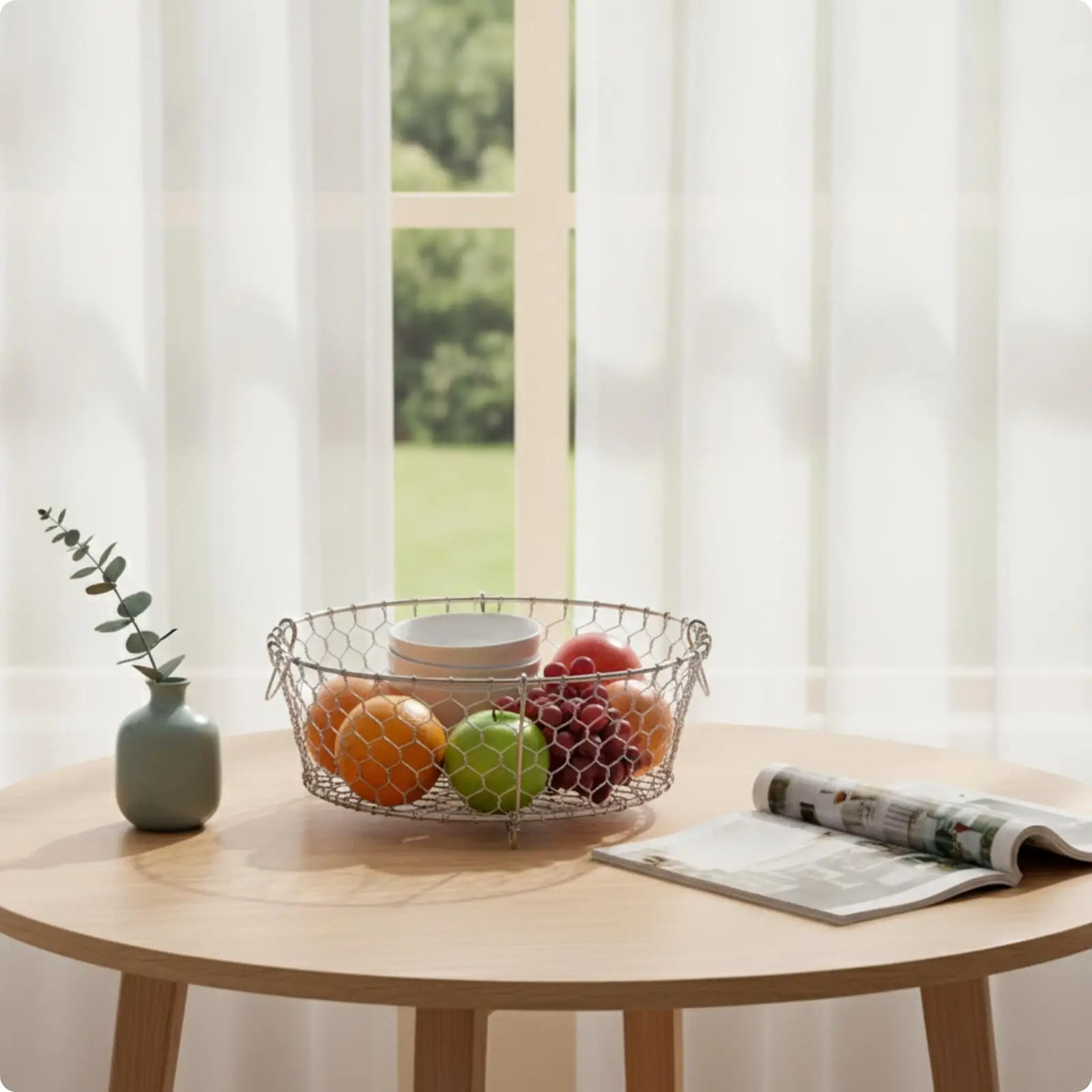 Handwoven 304 Stainless Steel Drain Basket Colander for Kitchen Fruit Vegetable Washing with Handles