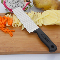 Long Stainless Steel Potato Chip Slicer Dough Vegetable Fruit Crinkle Wavy Slicer Knife Potato Cutter Chopper French Fry Maker