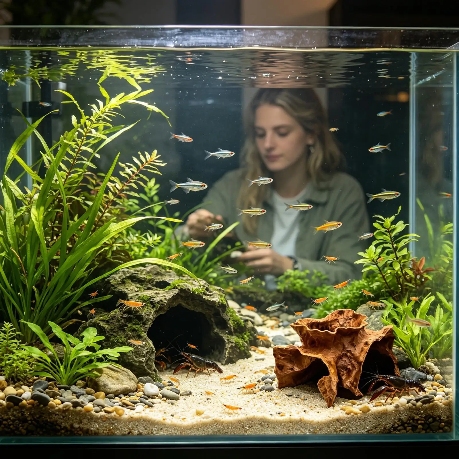 Fish Cave For Aquarium Corner Small Natural-Look House Aquarium Decor Caves For Fish Tank For Shrimp Betta Cichlid Catfish Guppy