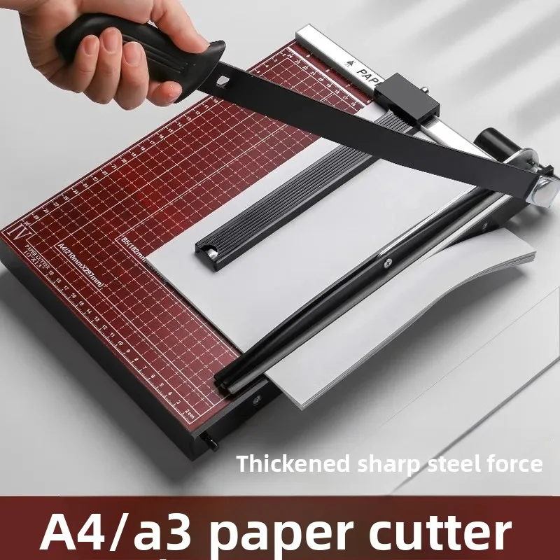 A4 A3 Manual Paper Trimmer Guillotine Cutter with Q345B Steel Blade and Dual Pressure Bar, Photo Card Cutting Machine for