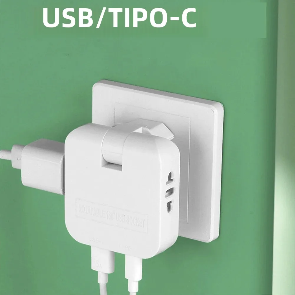 180 graus dobrável 4 em 1 adaptador de tomada da ue carregadores de extensão da ue com porta usb e tipo c conversor de energia europeu tomada