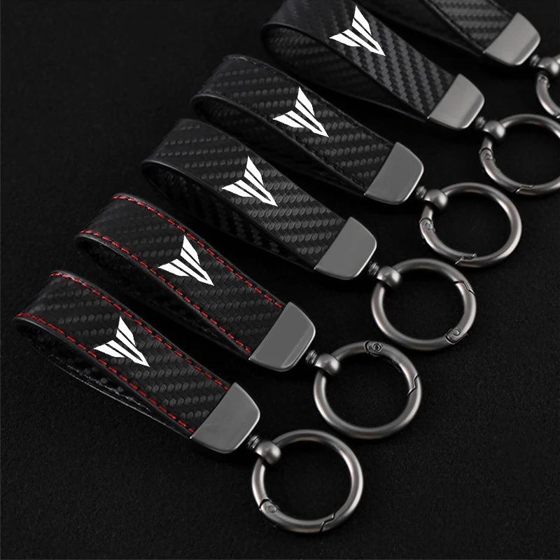 Carbon fiber Leather Motorcycles keychain horseshoe buckle jewelry keyring For MT 07 MT09 MT07 MT03 MT10 MT25 MT01 MT12