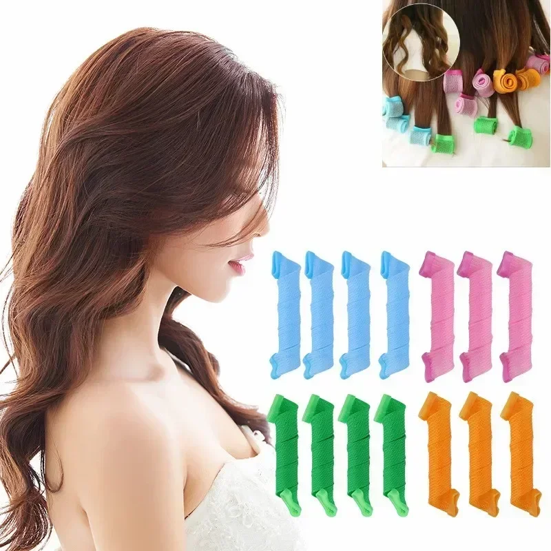 Magic No Heat Spiral Hair Rollers Home DIY Hair Curling Set Reusable Styling Tools For Ladies Long Hairstyle In Daily Home Life