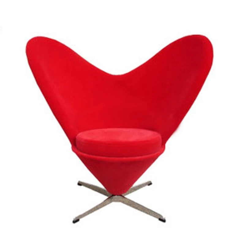 

Love Chair Single Heart-Shaped Chair Leisure Living Room Red Lip Chair Rotating Art Bright Red