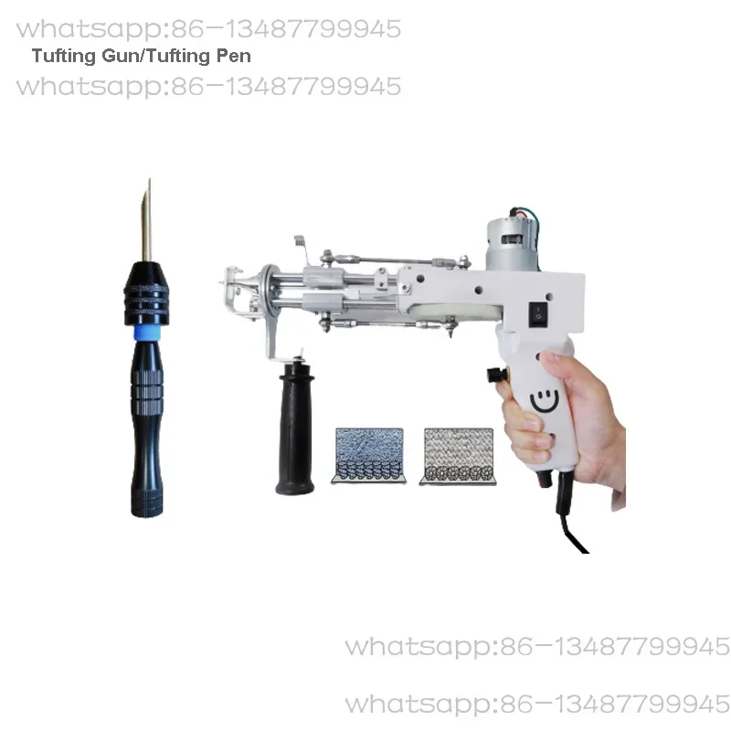 Conjunto de Tufting 2 em 1, Pistola de Tufting Elétrica, Pistola de Tufting de 6-18mm, com Fio de Lã e Tela de Tufting, Aparador para Iniciantes