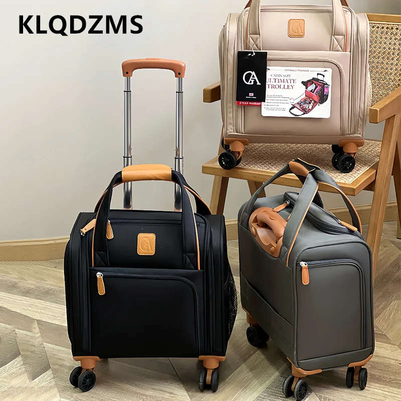 KLQDZMS Men's Suitcase Oxford Cloth Boarding Box Women's Small Password Box 16 Inches Men's Universal Wheel Rolling Luggage