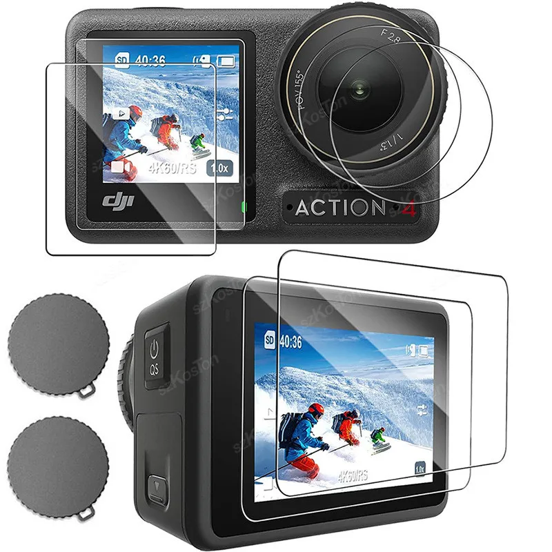 For DJI Osmo Action 5 Pro Lens Cover HD Tempered Glass Screen Protector Front Rear Film Cap For DJI Action 5 Pro Accessories