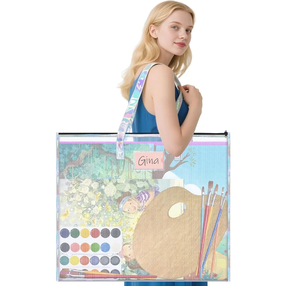 

Art Portfolio Case 19x25 Portfolio Folder for Artwork Poster Storage Bag with Zipper & Handle & Clear Label Sleeve Waterproof Fi