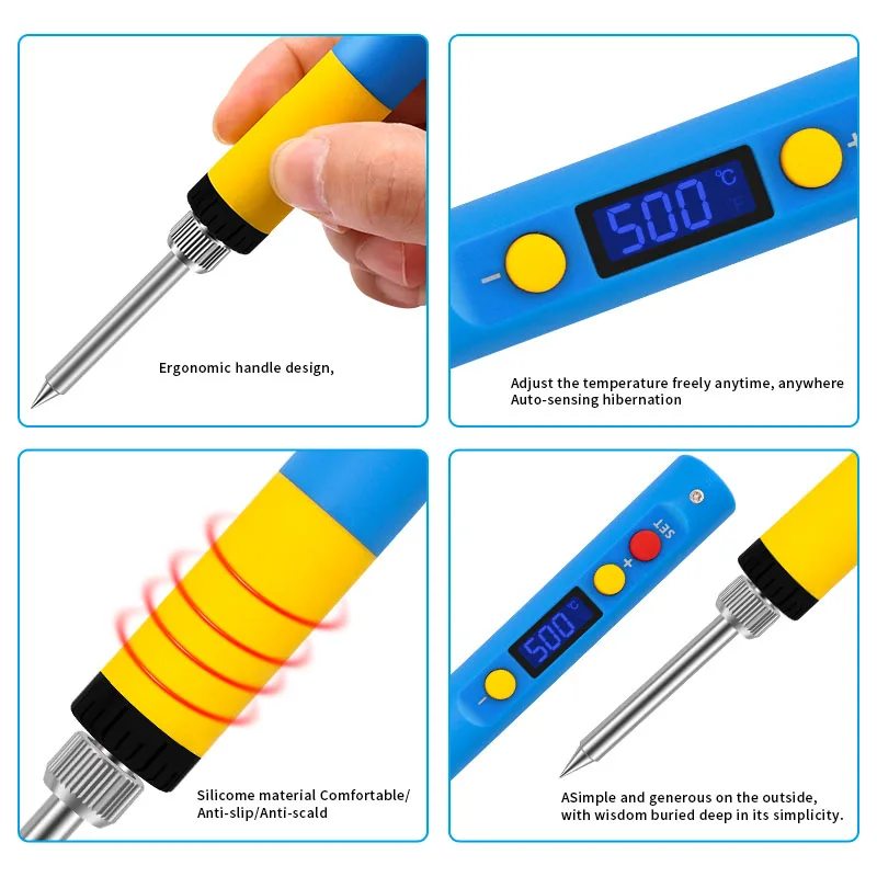 T65 intelligent soldering iron PD 65W 180-500 ℃ fast heating soldering pen portable digital display  iron Type-C interface