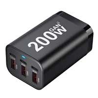 USB Fast 200W 6-Port Charging  Fast  GaN Charger Power Adapter for IPhone 14/13/12 Series, Samsung Galaxy S23/S22/S21