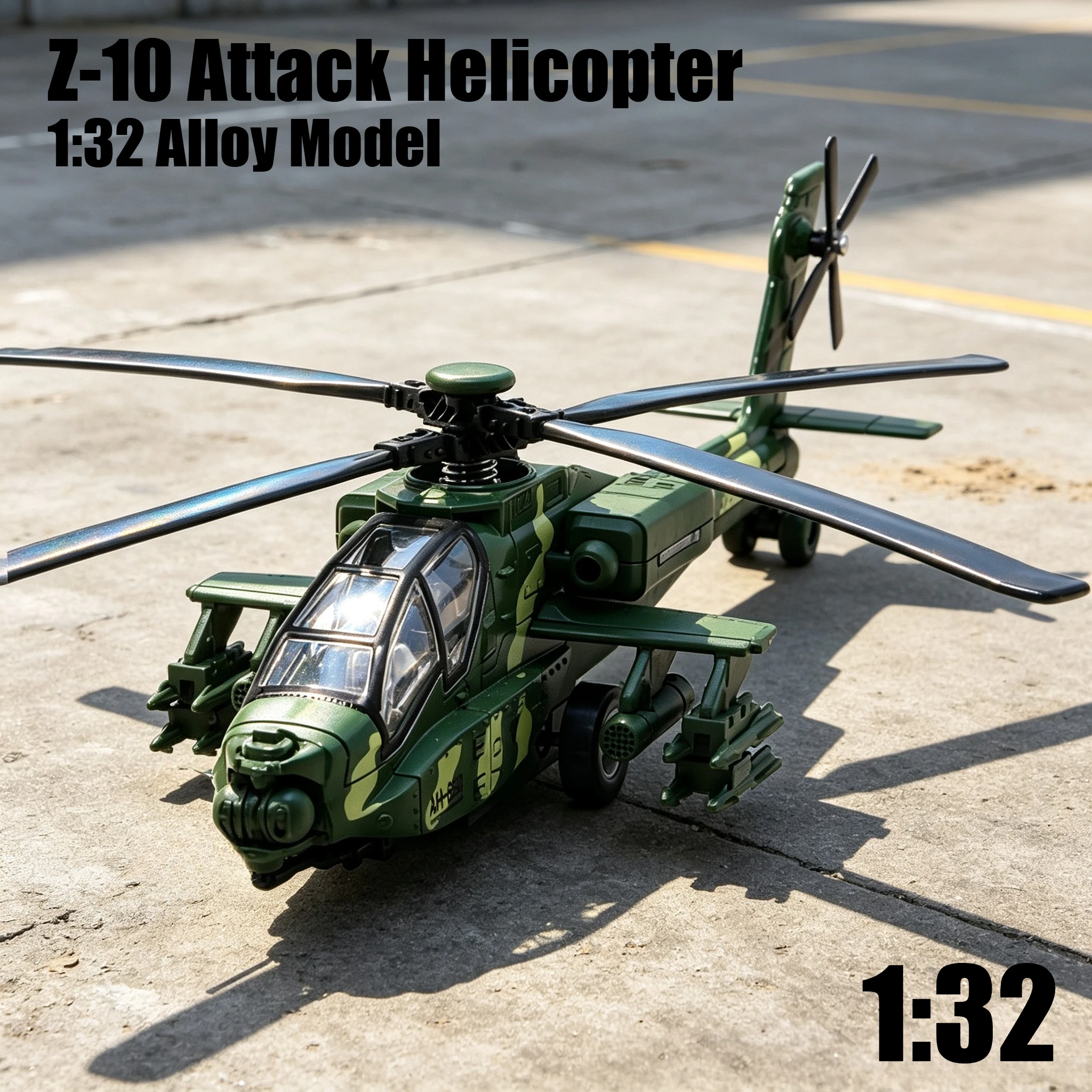 1:32 Z‑10 Attack Helicopter Simulation Alloy Model Sound and Light Effect Pullback Desktop Ornament Toy Gift