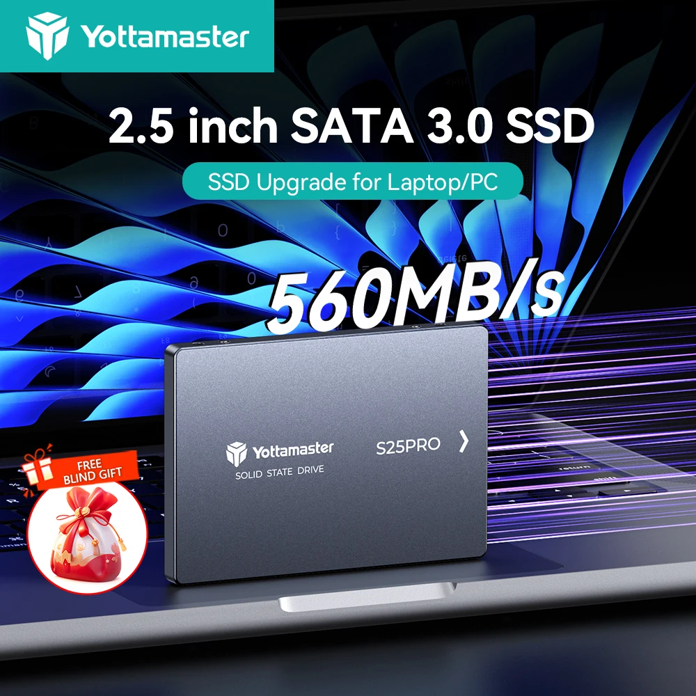 Yottamaster 2.5''S25PRO SATA 3.0 Harddisk SSD 2TB 1TB High Capacity Internal Solid State Hard Drive Upgrade Design for Game User