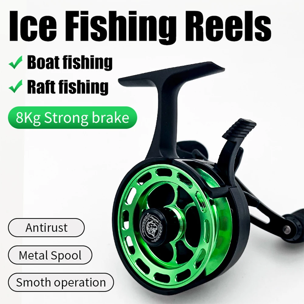 Ice Fishing Reels 3.2:1 High-foot Ultra Smooth Magnetic Drop System Ice Reel 8KG Drag Magnetic Winter Reel 3+1 Metal Bearing